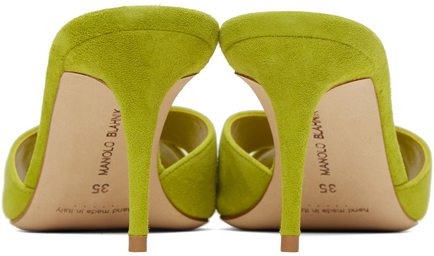 Dodaci Manolo Blahnik Manolo Blahnik Mumbimu Suede Heeled Mules Zelena | 123-2180, 1