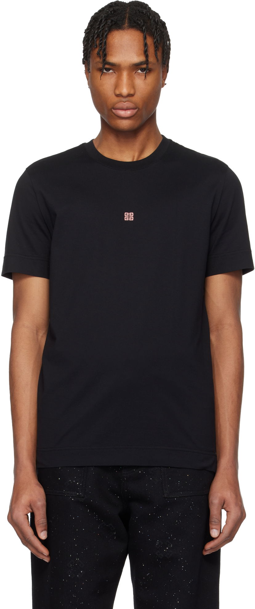 Majica kratkih rukava Givenchy Givenchy Slim-Fit 4G Embroidered T-Shirt Crna | BM716G3YCD024
