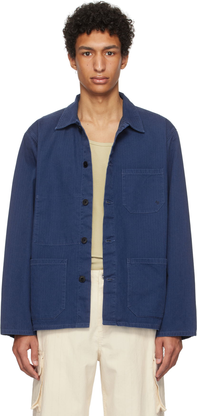 Košulja Nudie Jeans Buddy Herringbone Chore Jacket Plava | 160881