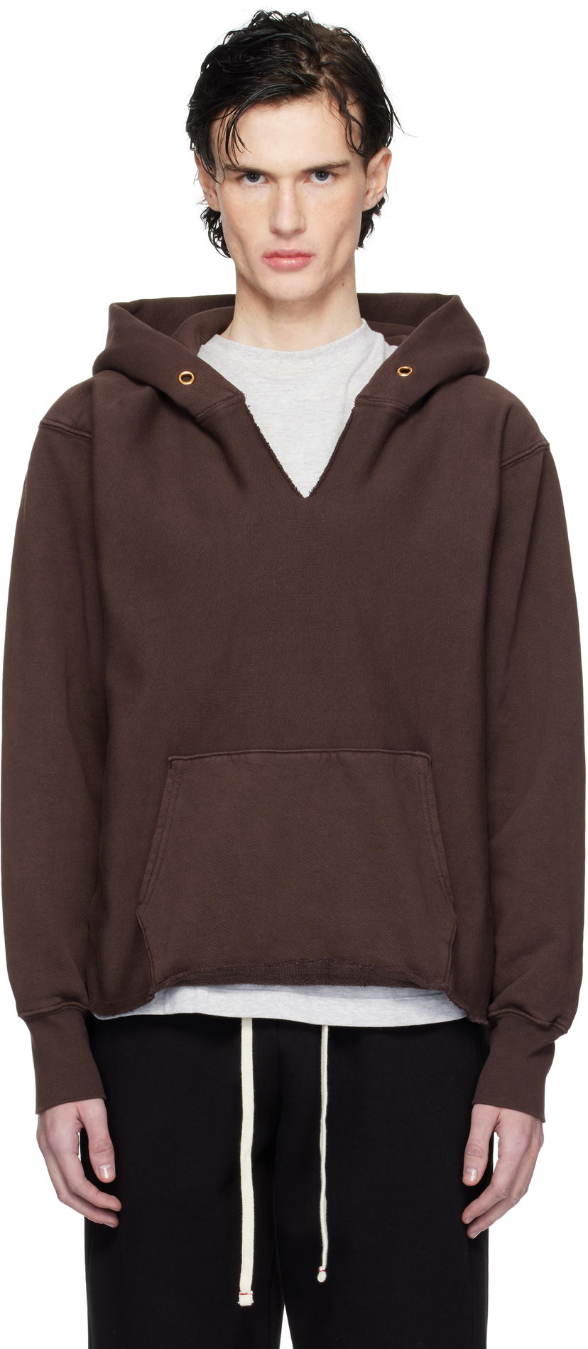 Dukserice LES TIEN Heavyweight Cropped Hoodie Smeđa | CF-1091-PD