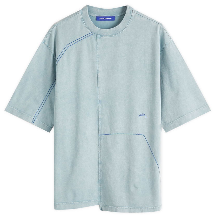 Majica kratkih rukava A-COLD-WALL* A-COLD-WALL* Oblique T-Shirt, Size Large Plava | ACWMTS208-GRYGRN