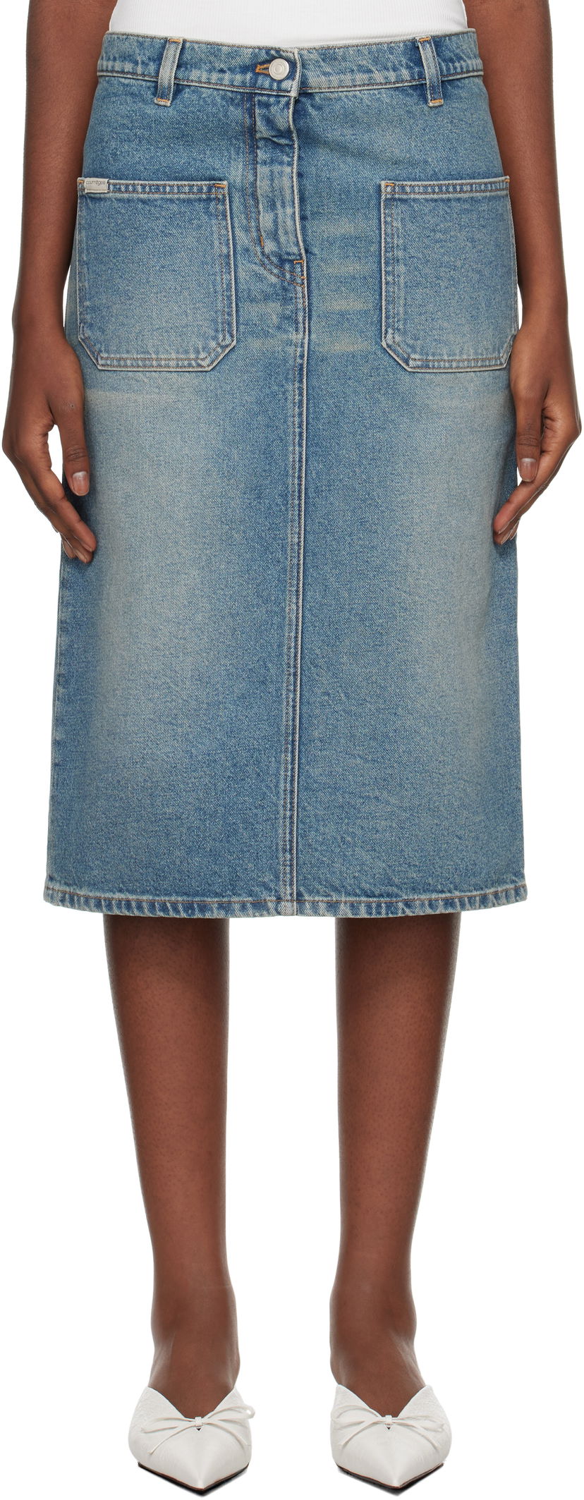Suknja Courrèges Faded Denim Midi Skirt Plava | 324DJU183DE0033