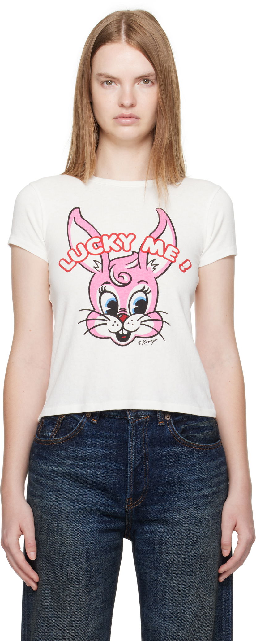 Majica kratkih rukava KENZO Kenzo Paris 'Lucky Me' Cartoon T-Shirt Bijela | FF62TS2634SK