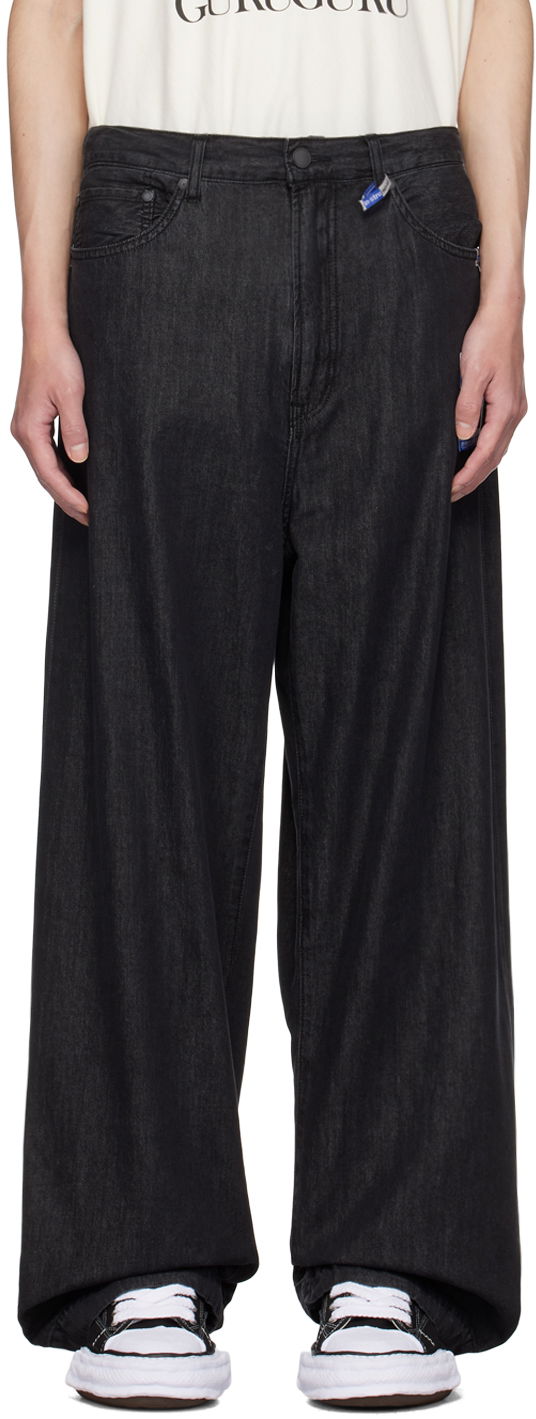 Jeans Maison MIHARA YASUHIRO Maison MIHARA YASUHIRO Cotton Tencel Wide Leg Jeans Crna | I12PT004