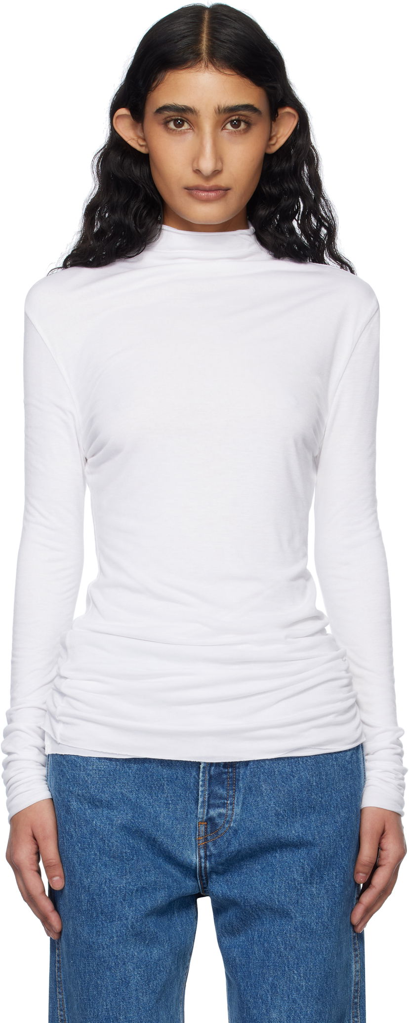 Majica kratkih rukava Khaite KHAITE Rolina Mock Neck Top Bijela | 23674100