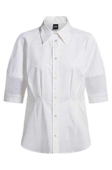 Košulja BOSS Stretch Cotton Tailored Blouse Bijela | 50539901