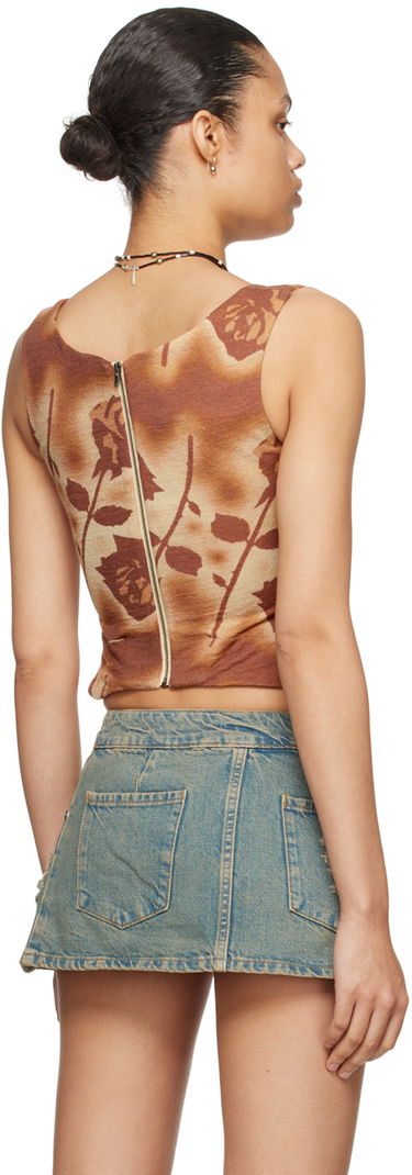 Majica bez rukava Miaou Miaou Imogene Rose Print Tank Top Smeđa | 7023WOSSRO, 2