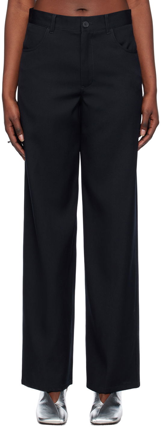 Hlače Jil Sander Wide-Leg Trousers Tamnoplava | J04KA0004_J40003