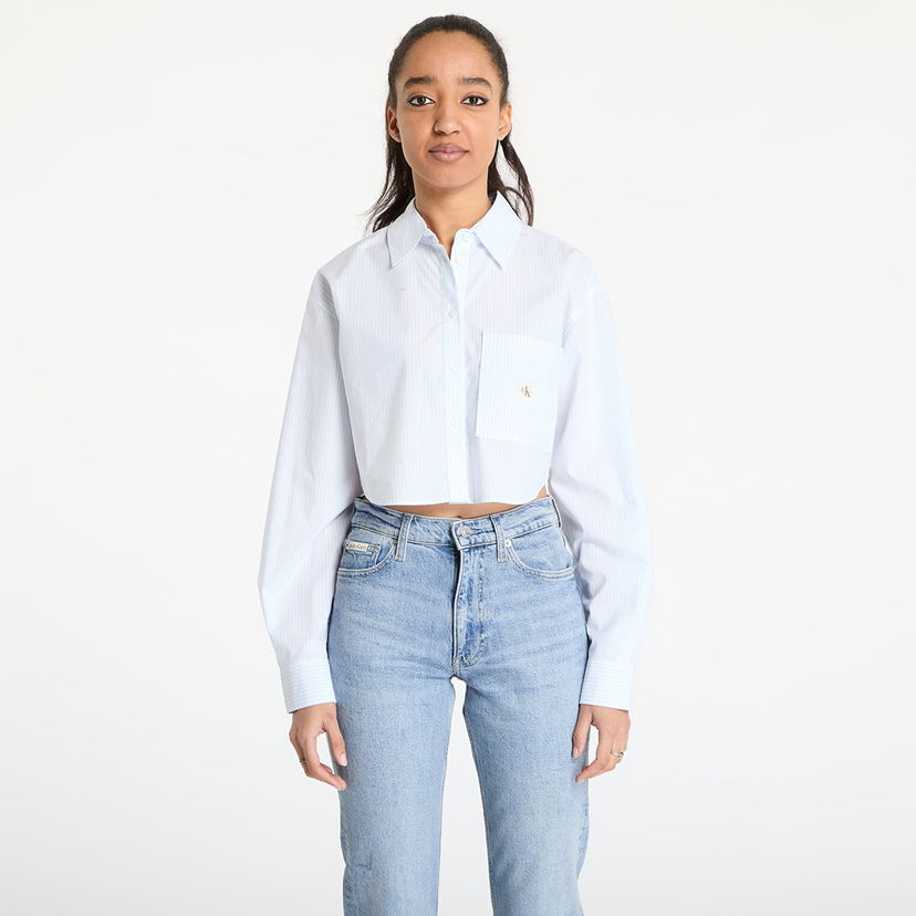 Košulja CALVIN KLEIN Calvin Klein Jeans Woven Label Cropped Shirt Plava | J20J225078 0A8