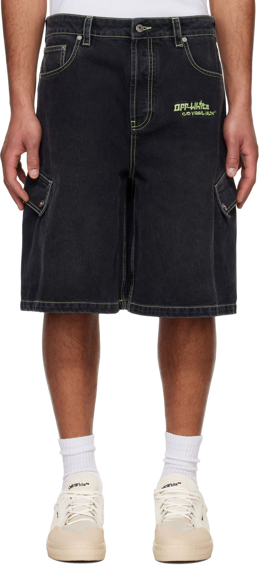 Kratke hlače Off-White Off-White Safari Cargo Denim Shorts Crna | OMYC024S25DEN0021350