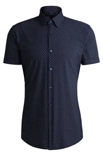 Košulja BOSS Slim Fit Performance-Stretch Printed Jersey Shirt Tamnoplava | 50539369