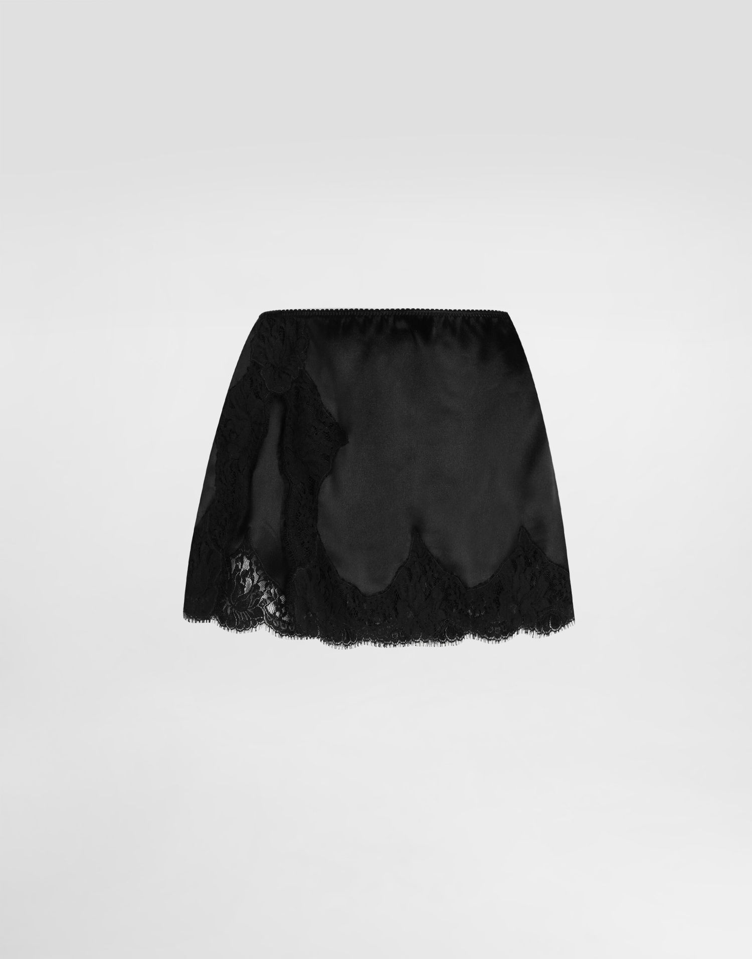 Suknja Dolce & Gabbana Dolce & Gabbana Satin Mini Skirt with Lace Trim Crna | F4DAVTFU1NUN0000, 0