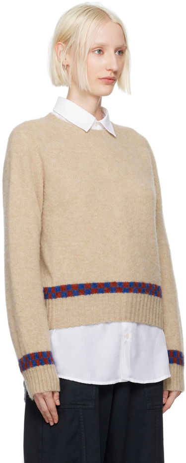 Džemper YMC Jets Check Knit Sweater Bež | Q8XAV, 1