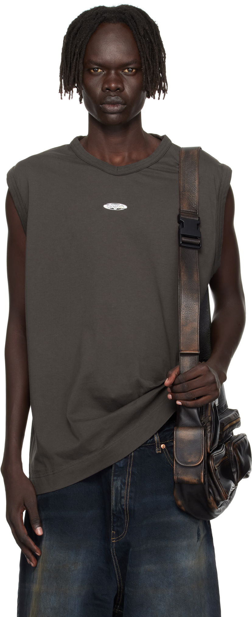 Majica bez rukava VETEMENTS Vetements Oval Logo Jersey Tank Top Siva | UH76TR550C