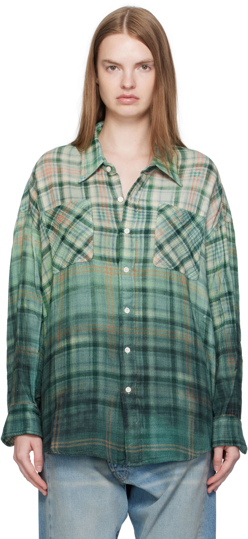 Košulja R13 R13 Drop Neck Plaid Work Shirt Zelena | R13WR015-R556B