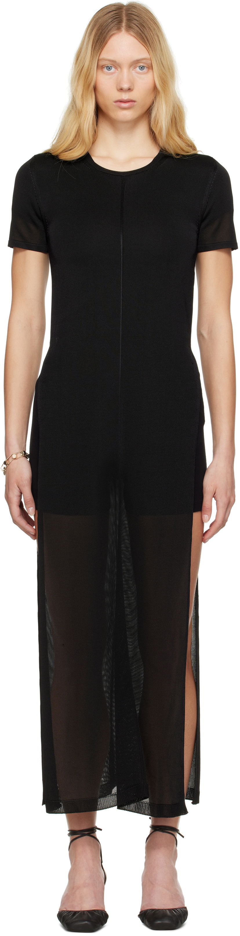 Haljina LEMAIRE Lemaire Column Slits Midi Dress Crna | DR1104 LK1037