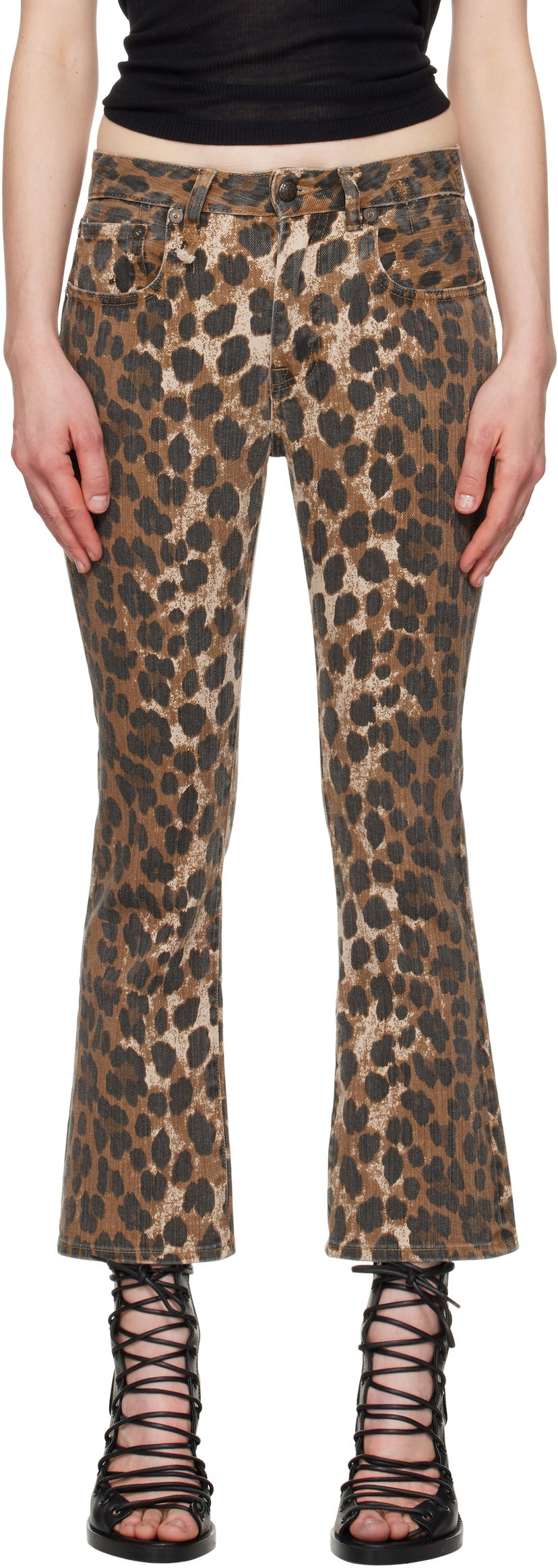 Jeans R13 R13 Leopard Print Kick Fit Jeans Smeđa | R13W0009-D278A