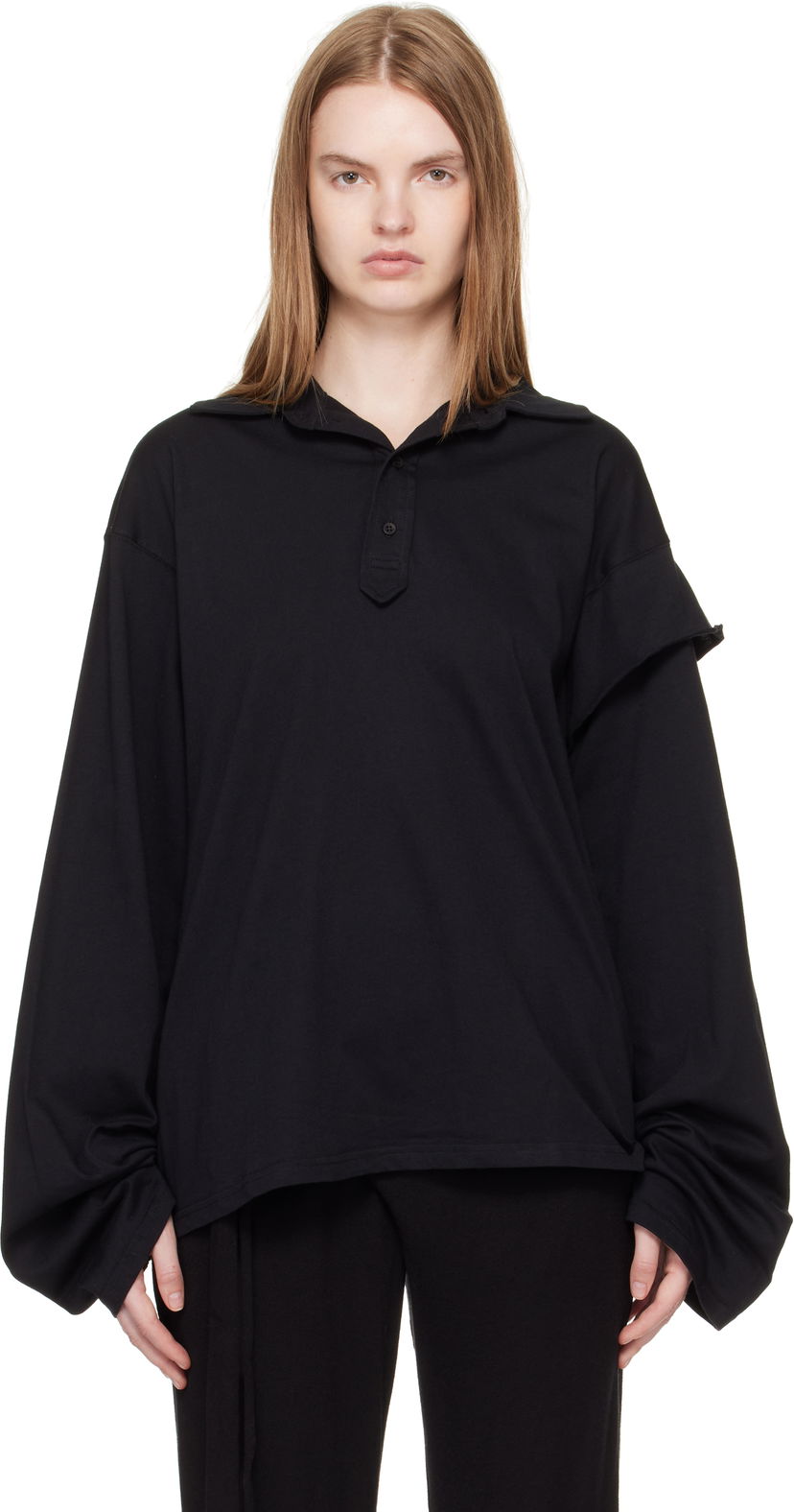 Polo majica Ottolinger Ottolinger Long Sleeve Polo Crna | 115-102915-02