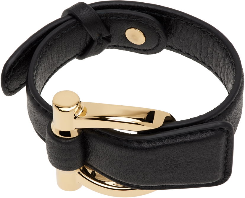 Narukvica FERRAGAMO Salvatore Ferragamo Gancini Leather Bracelet Crna | 780852