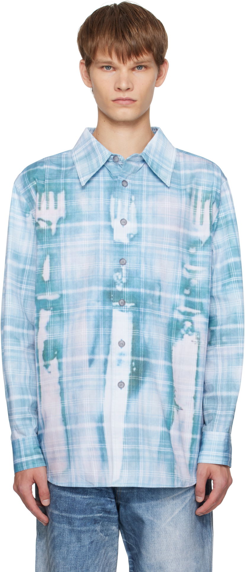 Košulja Andersson Bell Andersson Bell Trompe L'oeil Printed Check Shirt Plava | atb1340m