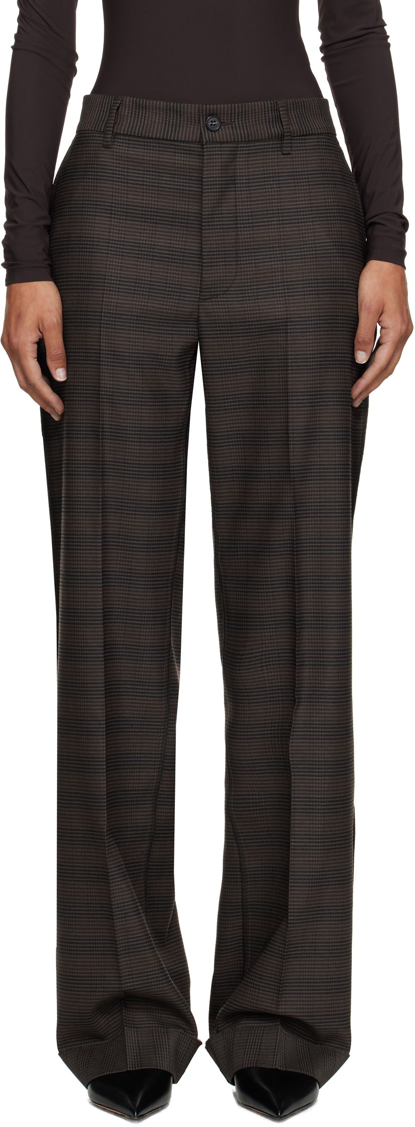 Hlače Maison Margiela MM6 Maison Margiela Checked Tailoring Trousers Smeđa | S52KA0536 M35475