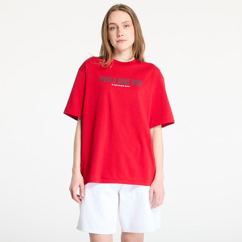 Majica kratkih rukava BAPE A BATHING APE Slogan Relaxed Fit T-Shirt Crvena | 001TEL301318MRED