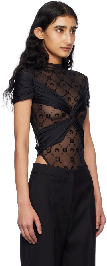 Body Marine Serre Marine Serre Draped Twist-Front Bodysuit Crna | WTO430A RJER0018, 1