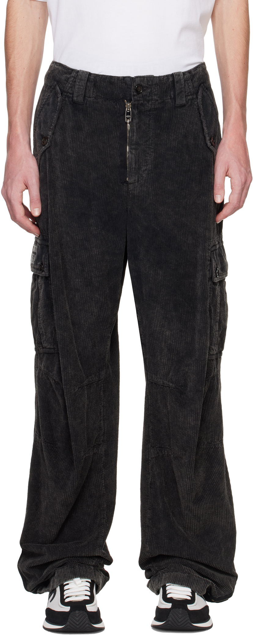 Cargo hlače Dolce & Gabbana Re-Edition Garment Dyed Cargo Pants Crna | GP0B9TG8LI1