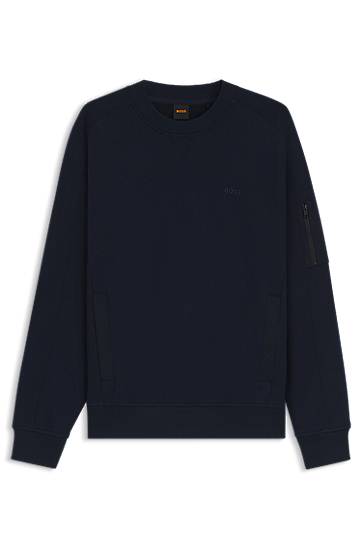 Dukserice BOSS Sweatshirt with Zipped Sleeve Pocket Tamnoplava | 50543458