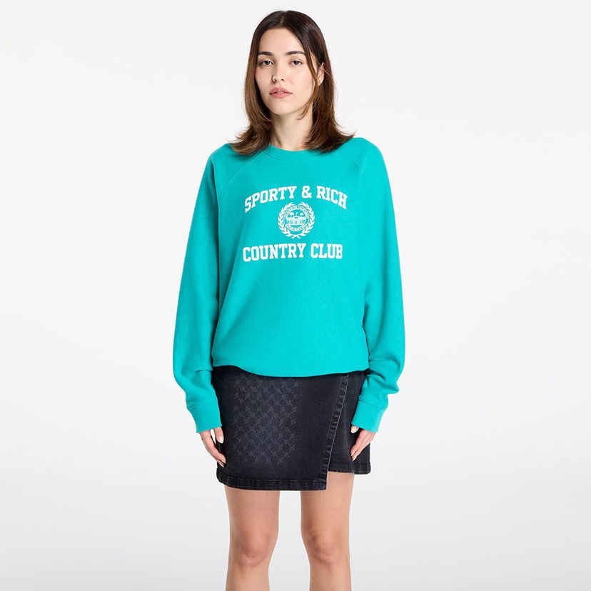 Dukserice Sporty & Rich Sporty & Rich Varsity Crest Soft Crewneck Sweatshirt Tirkiz | ST082625218GR37