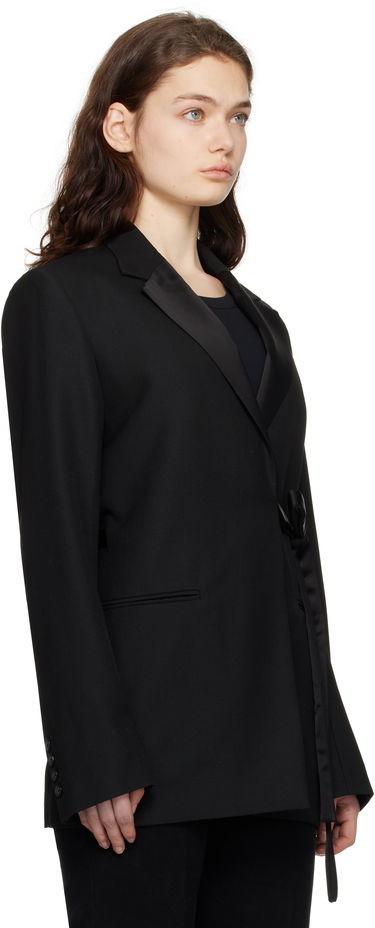 Jakna TOTEME TOTEME Satin-Lapel Wrap Blazer Crna | 251-WRZ4728-FB0026, 1