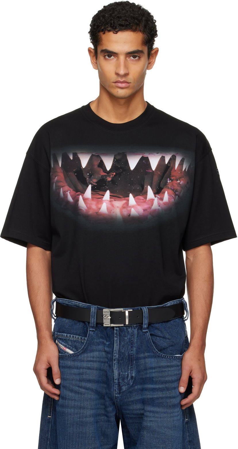 Majica kratkih rukava Diesel Shark Jaw Print T-Shirt Crna | A19617-0PLAT-9XX