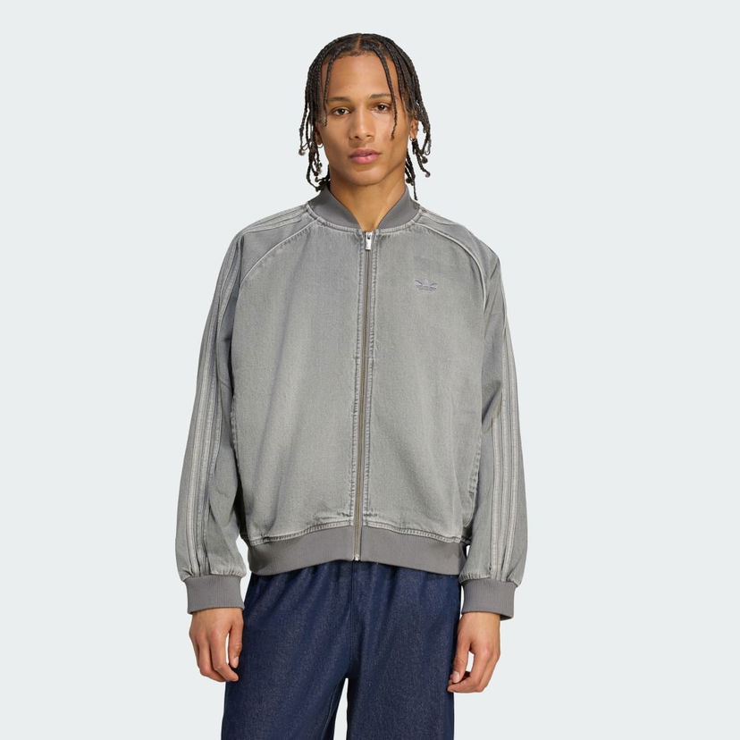 Bomber jakna adidas Performance Adicolor Loose SST Denim Track Jacket Siva | JW5915