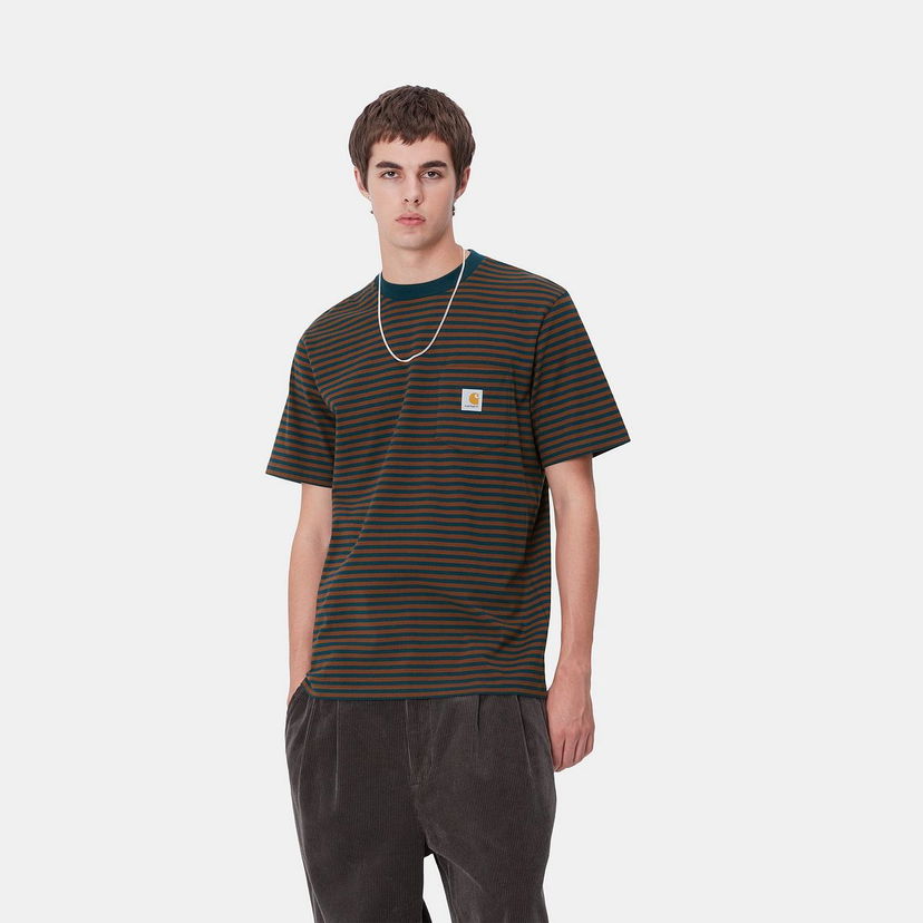 Majica kratkih rukava Carhartt WIP Striped Pocket T-Shirt Smeđa | I033816_9