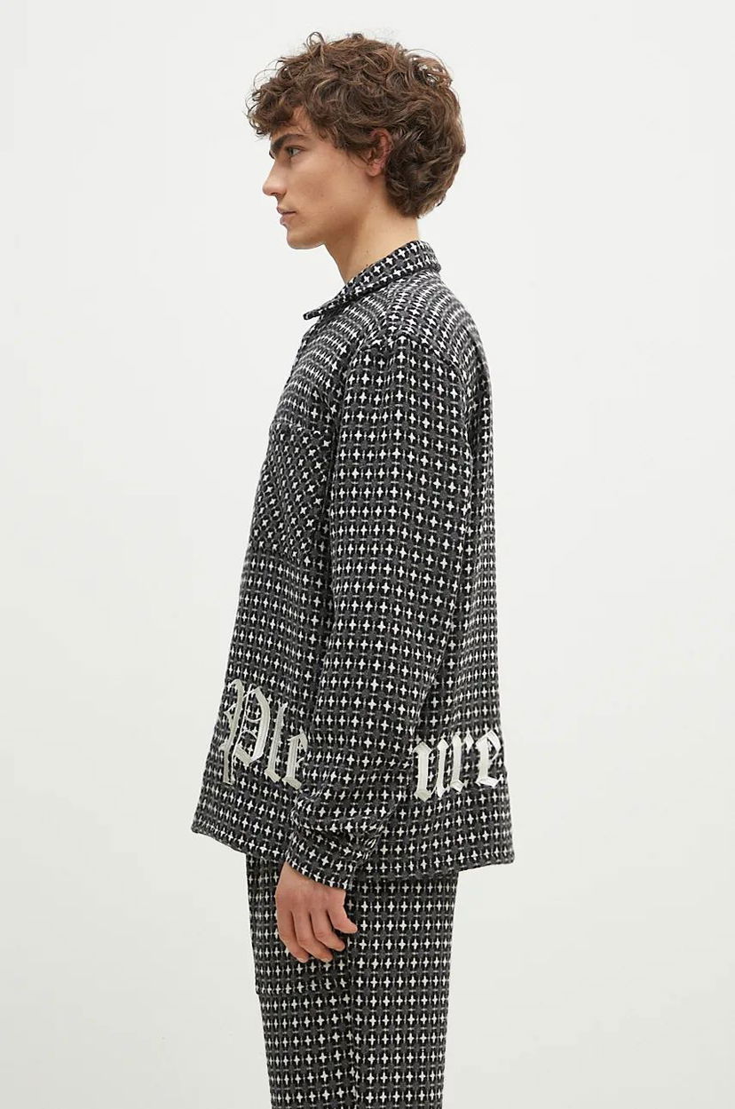 Košulja Pleasures Cross Work Shirt With Regular Fit Siva | P24F036