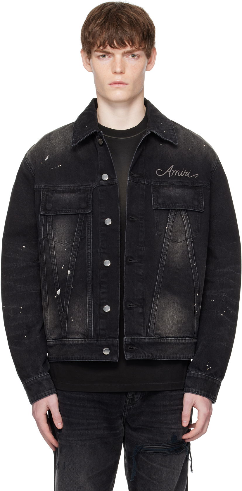 Jakna AMIRI Amiri Bleach Bandana Denim Jacket Crna | AMDNTR1025