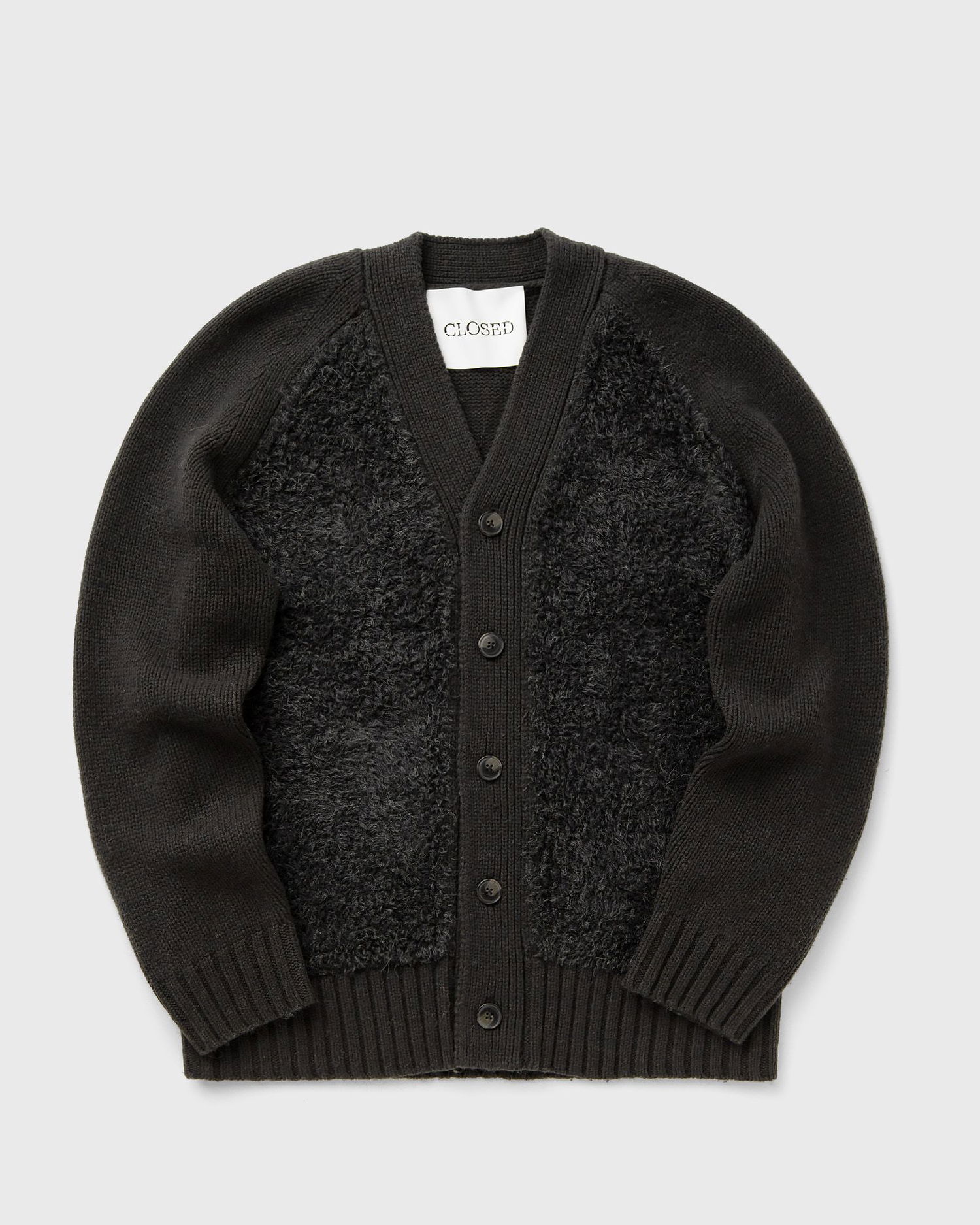 Džemper CLOSED V-Neck Button-Front Mixed-Texture Cardigan Crna | C86448-93Q-22-164, 0
