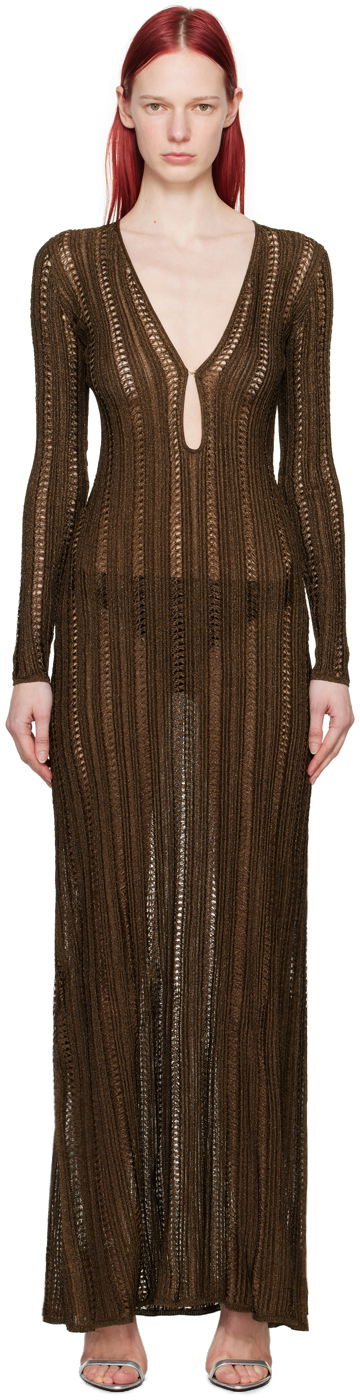 Haljina Tom Ford Knit Maxi Dress Smeđa | ACK454-YAX696