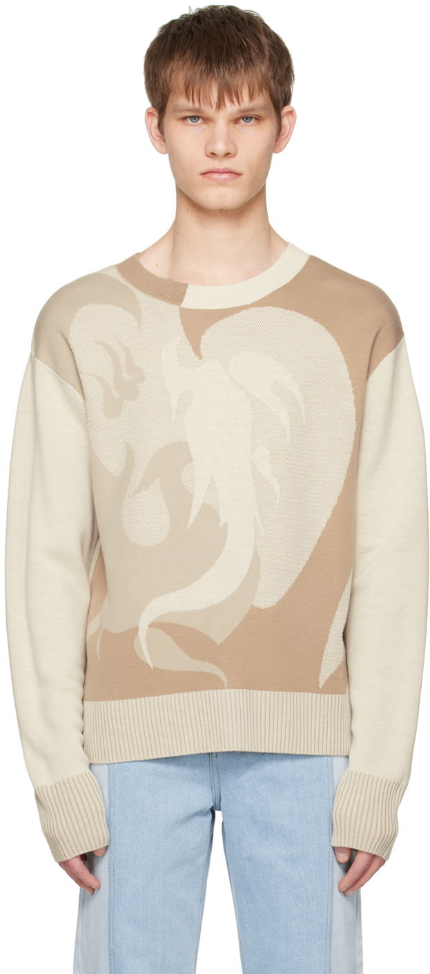 Džemper Feng Chen Wang Feng Chen Wang Phoenix Sweater Bež | FUS15KT01B