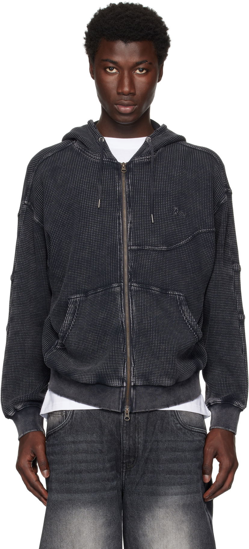 Dukserice Dime Dime Premium Waffle Zip Hoodie Crna | DIMESU258BLK
