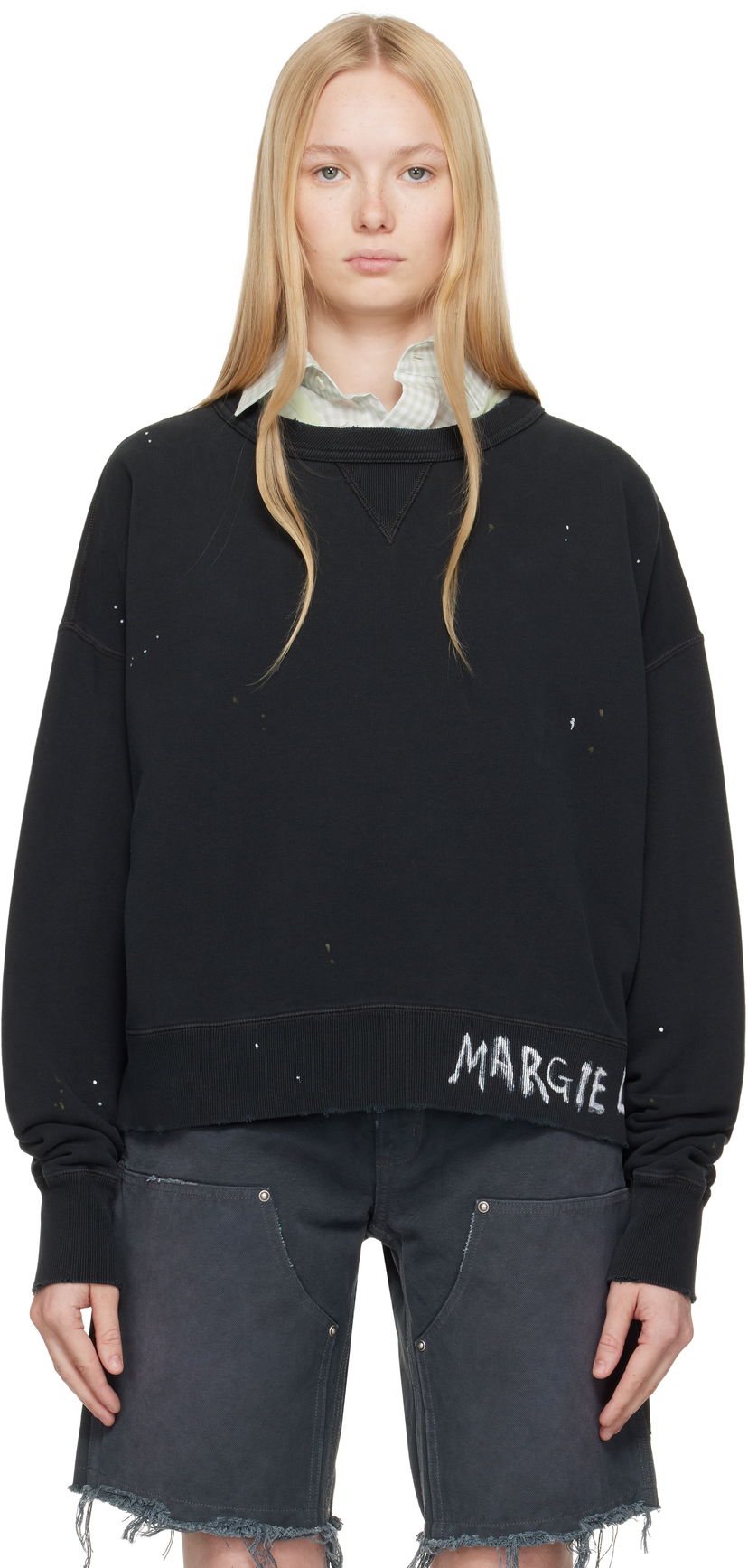 Džemper Maison Margiela Maison Margiela Graffiti Logo Sweatshirt Crna | S50GU0237 M25019