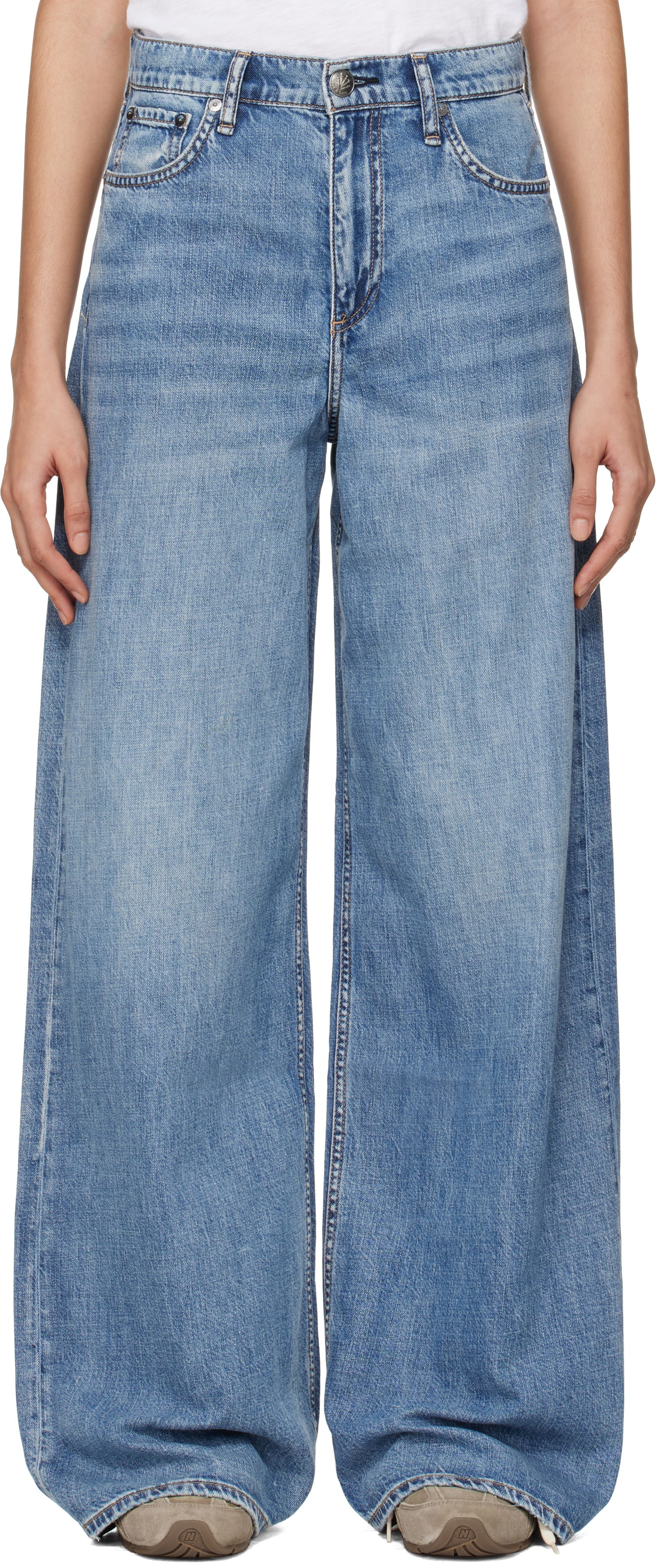 Jeans rag & bone Rag & Bone 'The Sofie' High-Rise Ultra Wide Leg Jeans Plava | WDD24F29521FBE, 0