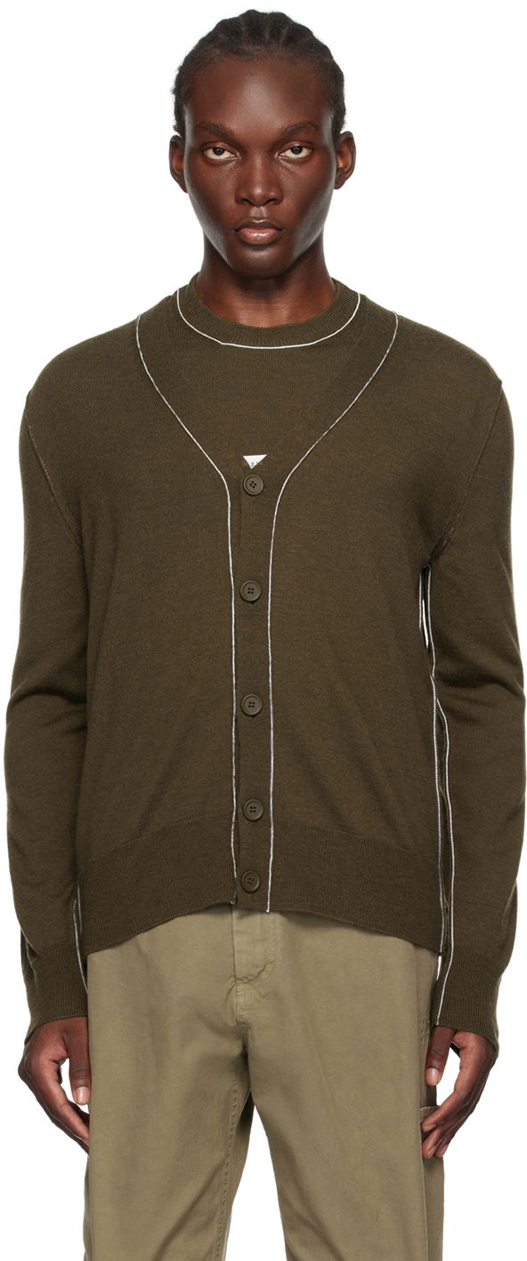 Džemper Maison Margiela MM6 Khaki Virgin Wool Cardigan Smeđa | SH0HP0006 M13037