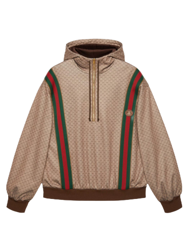 Dukserice Gucci Mini GG Jersey 1/2 Zip Hooded Sweatshirt Bež | 655153 XJDFB 2100