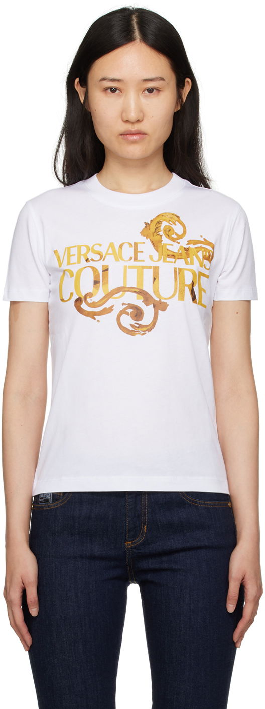Majica kratkih rukava Versace Printed T-Shirt Bijela | E76HAHG00_ECJ00G