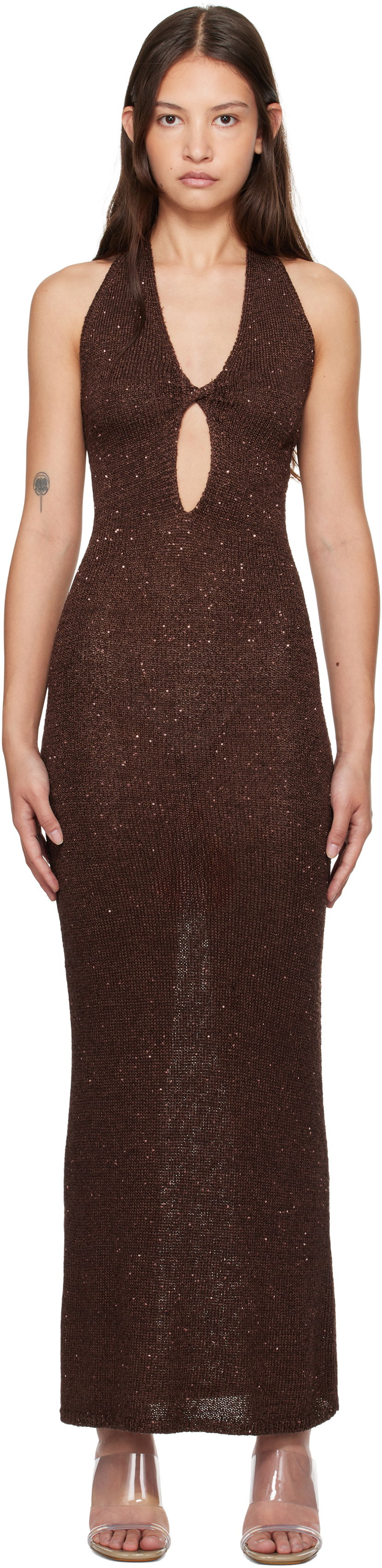 Haljina BEC + BRIDGE BEC + BRIDGE Delfina Halter Midi Dress Smeđa | H24-12436