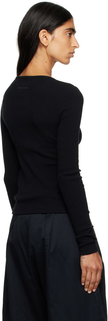 Majica kratkih rukava Maison Margiela MM6 Maison Margiela Wool Blend Rib Jersey Long Sleeve T-Shirt Crna | S52NH0029 M20122, 2