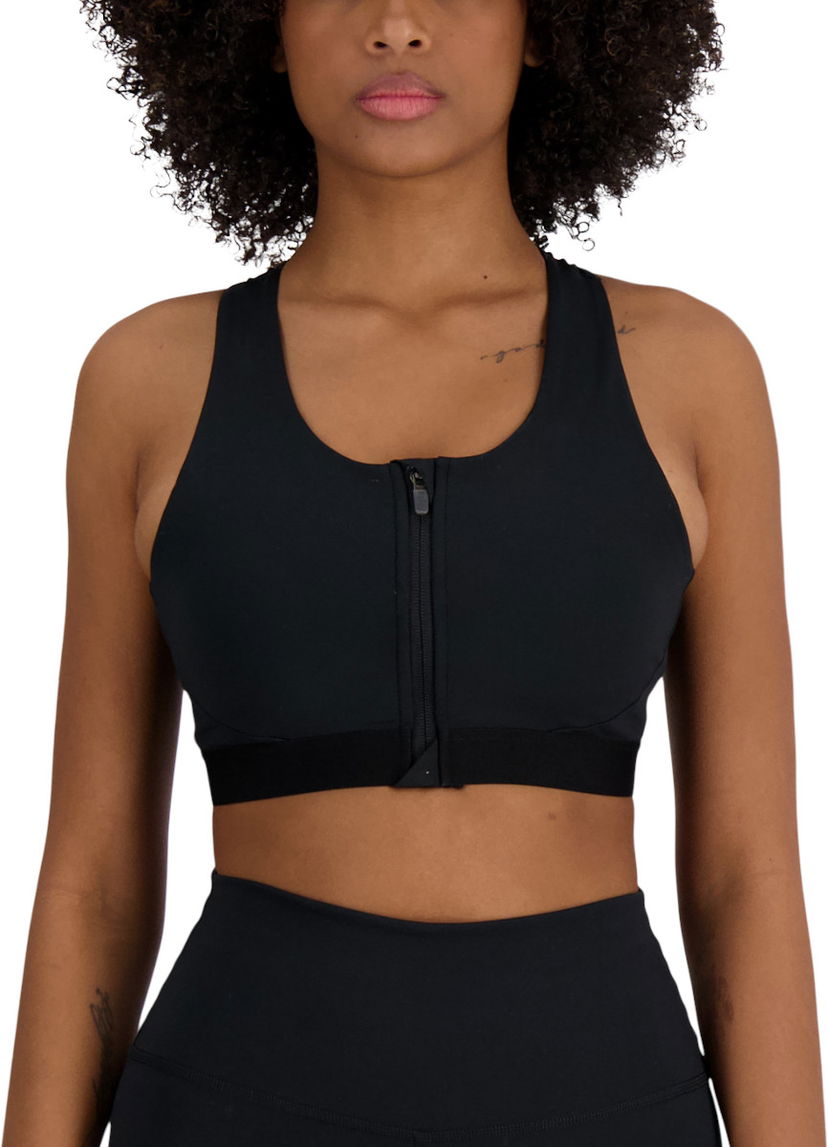 Grudnjak New Balance Sleek Medium Support Pocket Zip Front Bra Crna | wb41047-bk