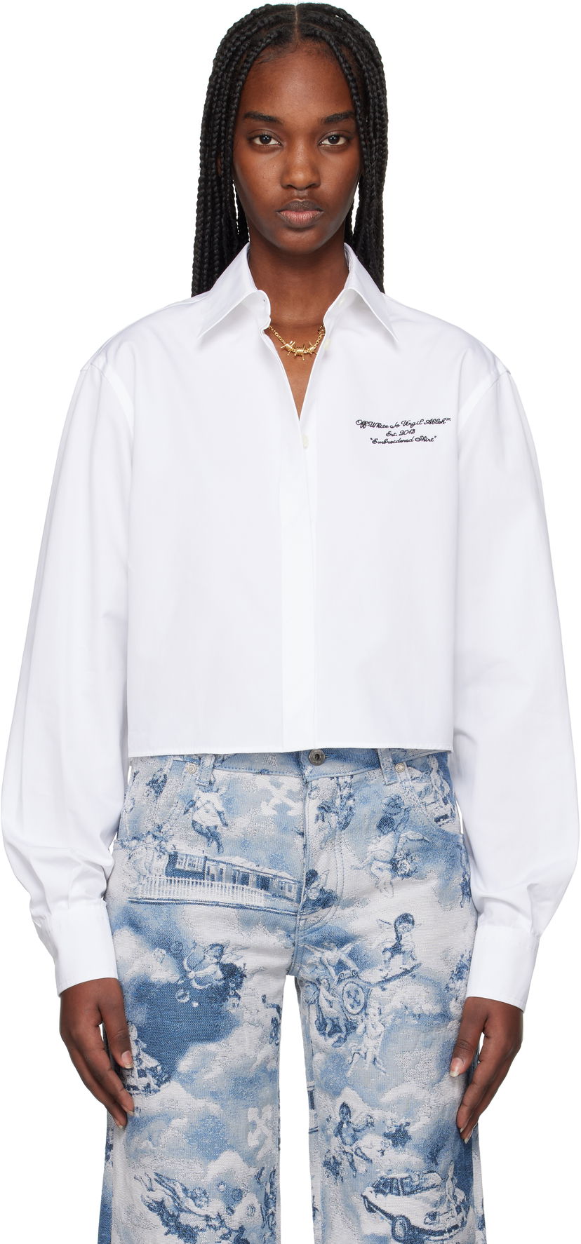 Košulja Off-White Off-White Poplin Boxy Cropped Shirt Bijela | OWGE02AS25FAB0010110