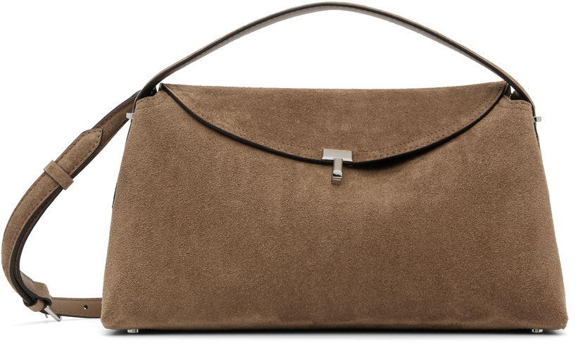 Ručna torbica TOTEME TOTEME T-Lock Suede Top Handle Bag Smeđa | 241-WAL961-LE0004